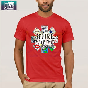 Red Hot Chili Logo Peppers Doodle Rock Band Vintage Distressed T-Shirt New Summer Style Fashion Rock Clothing for Men Tops