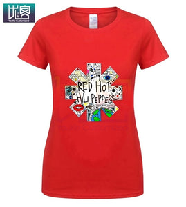 Red Hot Chili Logo Peppers Doodle Rock Band Vintage Distressed T-Shirt New Summer Style Fashion Rock Clothing for Men Tops