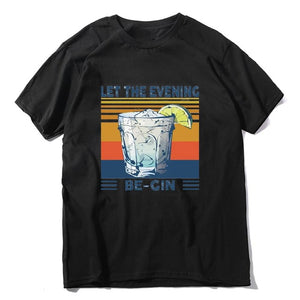 New fashion promotion Martini Cocktail Let The Evening Be Gin Funny Vintage Men's T-Shirt Cotton Tee women's sweatshirts