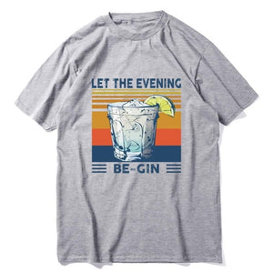 New fashion promotion Martini Cocktail Let The Evening Be Gin Funny Vintage Men's T-Shirt Cotton Tee women's sweatshirts