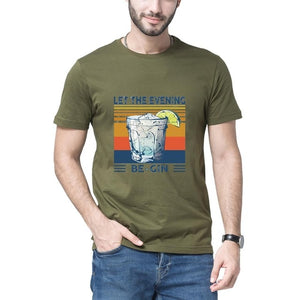 New fashion promotion Martini Cocktail Let The Evening Be Gin Funny Vintage Men's T-Shirt Cotton Tee women's sweatshirts