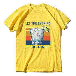 New fashion promotion Martini Cocktail Let The Evening Be Gin Funny Vintage Men's T-Shirt Cotton Tee women's sweatshirts